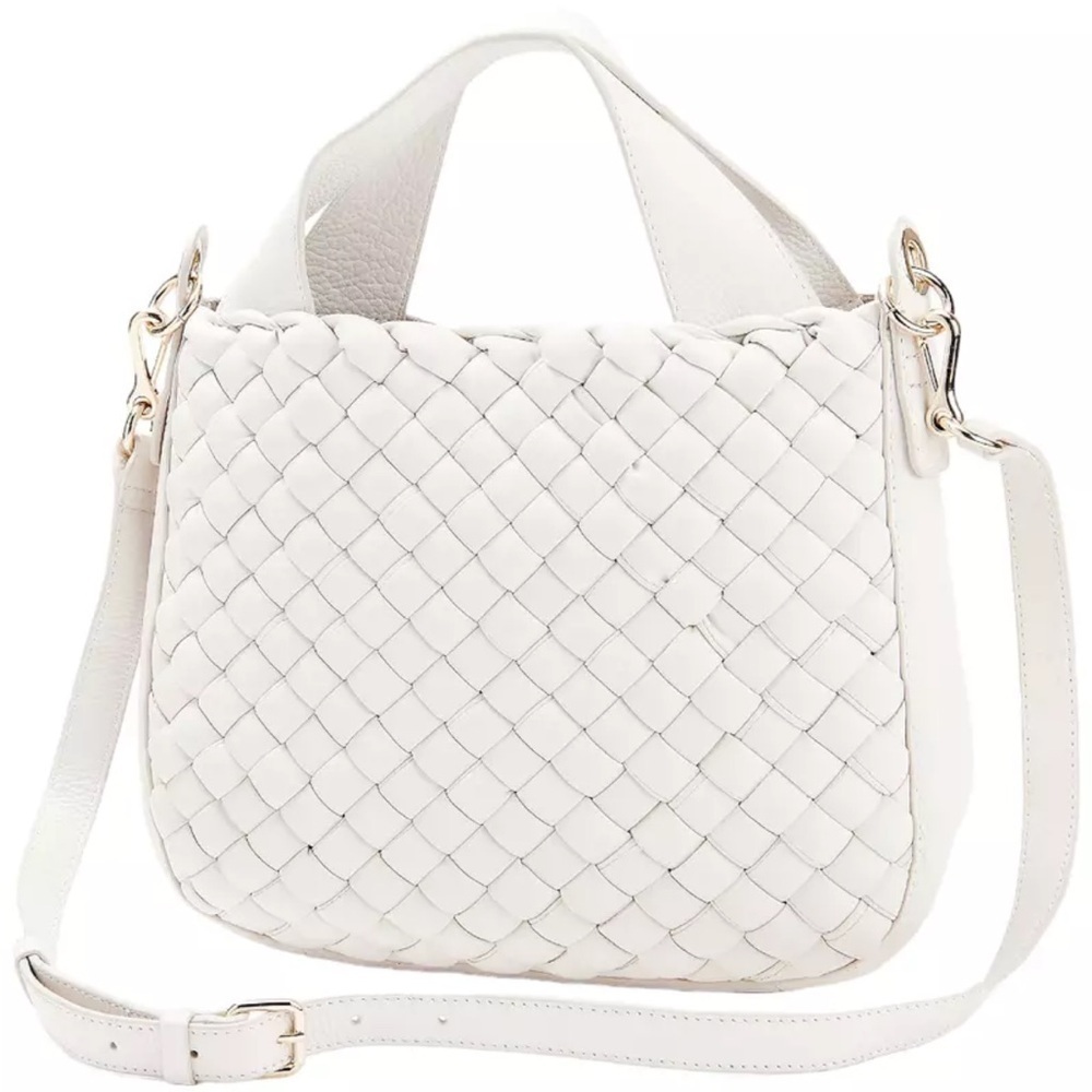 Vince Camuto Miki Puffy Weave Leather Tote Bag in White Swan NWT